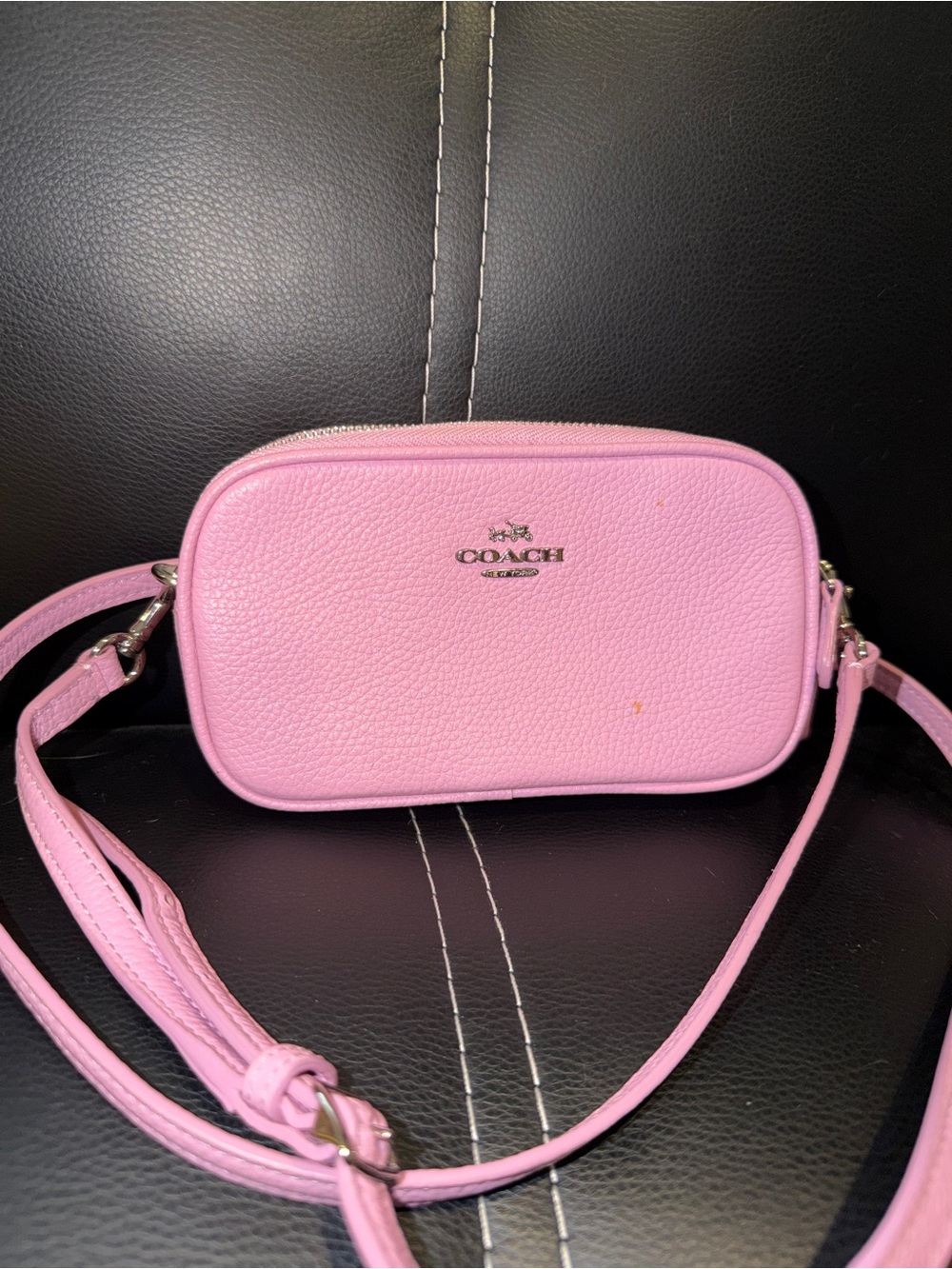 Coach Pebbled Leather Crossbody Bag in Light Pink